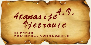 Atanasije Vjetrović vizit kartica